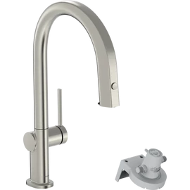 Hansgrohe Aqittura M91 Vízszűrős konyhai csaptelep 210, kihúzható zuhanyfejjel, 1jet nemesacél felület 76803800