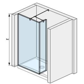 JIKA PURE 80 zuhanyfal, oldalfalhoz rögzített, rövid üvegfallal, 2 támasz H2684220026681