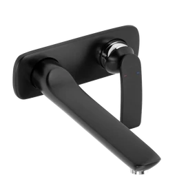 KLUDI Balance falsík alatti, kétlyukas, fali, egykaros mosdócsap, mattfekete/króm 522478775