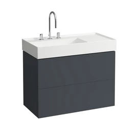 Laufen Alsószekrény két fiókkal, fiókelosztóval, bal polcos 810339 / bal polcos 810338 mosdóhoz, Pala szürke H4076180336421