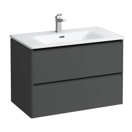 Laufen Kombi csomag 80 cm, vékony mosdó alsószekrénnyel, 2 fiókkal, fiók rendezővel együtt. , Sötétbarna szil H8617052631041