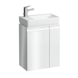 Laufen Alsószekrény, balos ajtó zsanérral, jobbos polcok aszimmetrikus balos 815955 tip. mosdóhoz, Fényes fehér H4830010954751