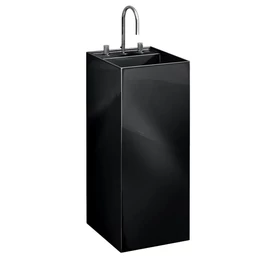 Laufen Szabadon álló mosdó, speciális rejtett lefolyóval három csaplyukkal, túlfolyónyílás nélkül , Fényes fekete H8113310201581