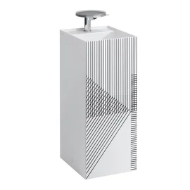 Laufen Szabadon álló mosdó, speciális rejtett lefolyóval túlfolyónyílás nélkül, egy csaplyukkal , Vonalmintás, szürke H811331D011111