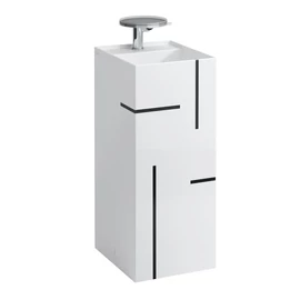 Laufen Szabadon álló mosdó, speciális rejtett lefolyóval túlfolyónyílás nélkül, egy csaplyukkal , Vonalas, fekete H811331D021111