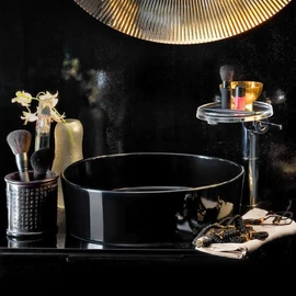 Laufen Mosdó tál túlfolyónyílás nélkül, csaplyuk nélkül , Fényes fekete H8123310201121