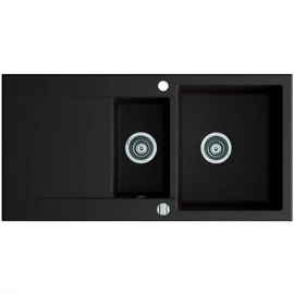 Marmorin DEBRA egymedencés gránit mosogató, gyümölcsmosóval csepegtetővel, fekete 436 513 002