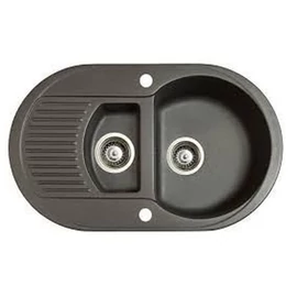 Marmorin DURO egymedencés gránit mosogató, gyümölcsmosóval csepegtetővel, fekete 130 513 002 