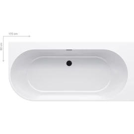 Ravak Akrilkád Freedom Corner bal 1700x800 fehér, FEKETE túlfolyóval XC00100043