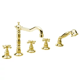 Sapho REITANO ANTEA 5 részes kádperemre szerelhető kádtöltő csaptelep, elforgatható kifolyóval, zuhanyváltóval, arany (3885)