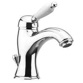 Sapho KIRKÉ mosdócsaptelep, automata leeresztővel, fehér kerámia karral, króm (KI02BC)