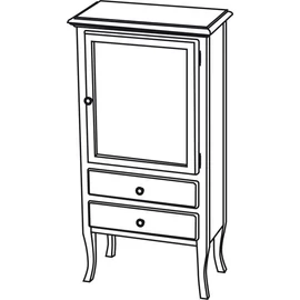 SAPHO RETRO alsószekrény, 1 üvegajtóval, 2 fiókkal, jobbos, 60x120x38cm, antik fehér (1691)