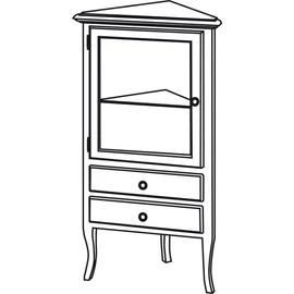 SAPHO RETRO állószekrény, 1 üvegajtóval, 2 fiókkal, balos, 60x120x47cm, antik fehér (1692)