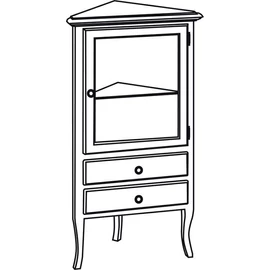 SAPHO RETRO állószekrény, 1 üvegajtóval, 2 fiókkal, jobbos, 60x120x47 cm, antik fehér (1717)