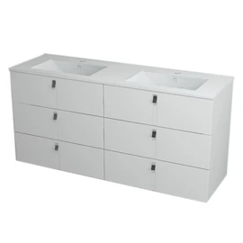 SAPHO MITRA mosdótartó szekrény mosdóval, 6 fiókos, 150x70x46 cm , fehér (2XMT0811601-150)