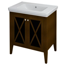 SAPHO CROSS Mosdótartó szekrény, 2 üvegajtóval, 70x81x47cm, mahagóni (CR075)