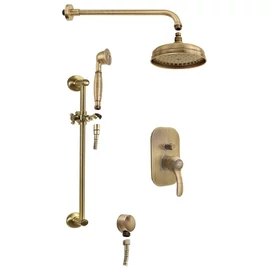 SAPHO KIRKÉ falba süllyesztett csaptelep, 2-irányú váltóval, zunayszettel, fejzuhannyal, bronz (KI42B-01)