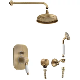 SAPHO KIRKÉ falba süllyesztett csaptelep, 2-irányú váltóval, fehér kerámia karral, bronz (KI42BB-01)