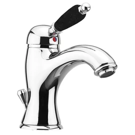 SAPHO KIRKÉ mosdócsaptelep, automata leeresztővel, fekete kerámia karral, króm (KI02NC)