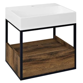 SAPHO SKARA mosdótartó szekrény fiókkal, matt fekete kerettel, 59x46,5cm, Collingwood tölgy (CG002-1919)