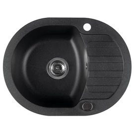 SAPHO Gránit mosogató, egymedencés, 61x46,5cm, fekete (GR1234)