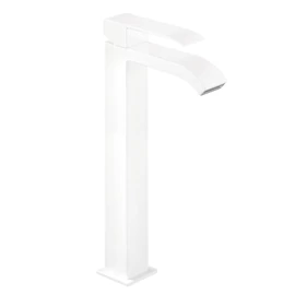 Tres Cuadro Exclusive egykaros mosdócsaptelep cascade kifolyóval L méret, matt fehér 00681001BM