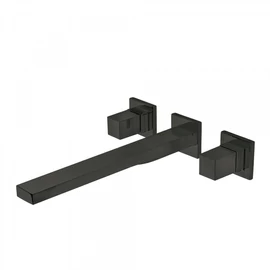 Tres Cuadro Exclusive két fogantyús fali mosdócsaptelep 240 mm-es kifolyóval matt fekete 00815401NM