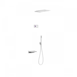 Tres Shower Technology falba építhető elektronikus termosztátos zuhanyrendszer kádkifolyóval matt fehér 09286316BM