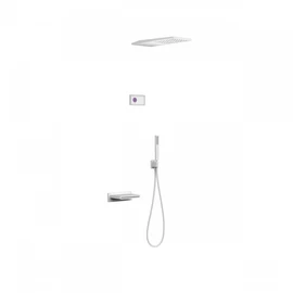 Tres Shower Technology falba építhető elektronikus termosztátos zuhanyrendszer kádkifolyóval matt fehér 09286319BM