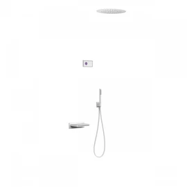 Tres Shower Technology falba építhető elektronikus termosztátos zuhanyrendszer kádkifolyóval matt fehér 09286320BM