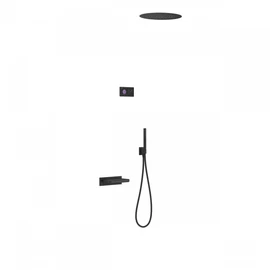 Tres Shower Technology falba építhető elektronikus termosztátos zuhanyrendszer kádkifolyóval matt fekete 09288320NM