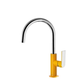 Tres Loft Colors egykaros íves mosdócsaptelep M méret, borostyán-króm 20020505AM