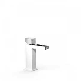 Tres Slim Exclusive egykaros mosdócsaptelep cascade kifolyóval fehér-króm 20211002BL