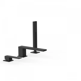 Tres Slim Exclucive kádperembe építhető egykaros csaptelep kézi zuhannyal 180 mm-es kinyúlással matt fekete 20216103NM