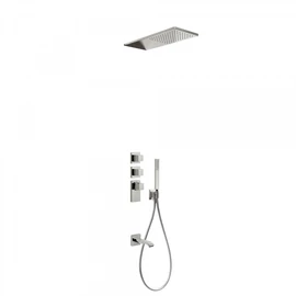 Tres Block-System beépíthető 3 utas termosztátos zuhanyrendszer kádkifolyóval acél 20625301AC