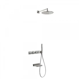 Tres Block-System beépíthető 3 utas termosztátos zuhanyrendszer kádtöltővel acél 20735308AC