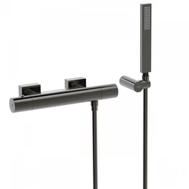Tres Projekt-Tres falon kívüli termosztátos zuhanycsaptelep metál fekete 21116409KM