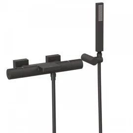 Tres Projekt-Tres falon kívüli termosztátos kádcsaptelep cascade kifolyóval matt fekete 21117409NM