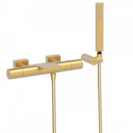 Tres Projekt-Tres falon kívüli termosztátos kádcsaptelep cascade kifolyóval matt arany 21117409OM