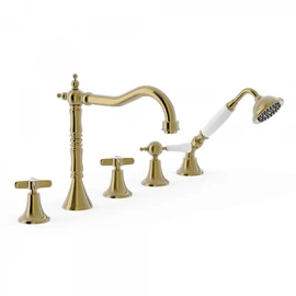 Tres-Clasic kádperembe építhető 5 lyukas kádcsaptelep kopott réz 24214601LV