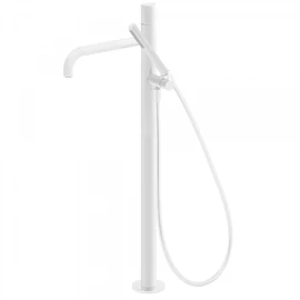 Tres Study Exclusive padlón álló egy fogantyús kádcsaptelep kézi zuhannyal matt fehér 26247002BM