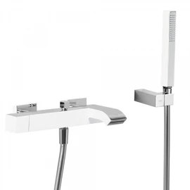 Tres Cuadro Exclusive egykaros falon kívüli kádcsaptelep kézi zuhannyal fehér-króm 40717002