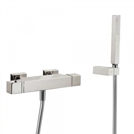 Tres Cuadro Exclusive termosztátos fali kádcsaptelep kézi zuhannyal acél 507174039