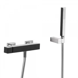 Tres Cuadro Exclusive egykaros falon kívüli zuhanycsaptelep kézi zuhannyal fekete-króm 607167