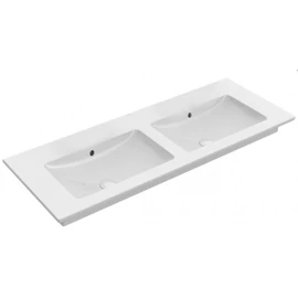 Villeroy & Boch Venticello 130 x 50 cm-es beépíthető dupla mosdó csaplyuk nélkül Stone White CeramicPlus felülettel - 4111DJRW