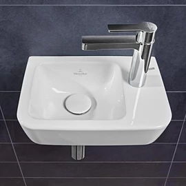 Villeroy & Boch O.Novo 36 x 25 cm-es kézmosó csaplyuk a jobb oldalon CeramicPlus felülettel túlfolyó nélkül - 434337R1