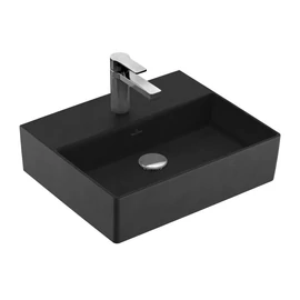 Villeroy & Boch Memento 2.0 50 x 42 cm-es mosdó 1 csaplyukkal Ebony CeramicPlus felülettel túlfolyó nélkül - 4A2251S5