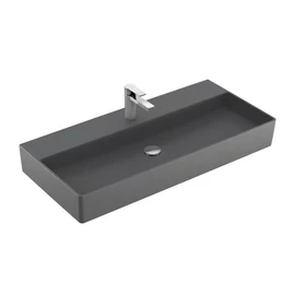 Villeroy & Boch Memento 2.0 100 x 47 cm-es mosdó 1 csaplyukkal Graphite CeramicPlus felülettel túlfolyó nélkül - 4A22A2I4
