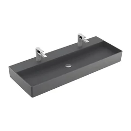 Villeroy & Boch Memento 2.0 120 x 47 cm-es mosdó 2 csaplyukkal Graphite CeramicPlus felülettel túlfolyó nélkül - 4A22CGI4