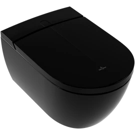 Villeroy &amp; Boch ViClean BIDÉFUNKCIÓS WC-ÜLŐKE, GYŰRŰ NÉLKÜLI MÉLYÖBLÍTÉSŰ WC Glossy Black CeramicPlus felülettel V0E100S0